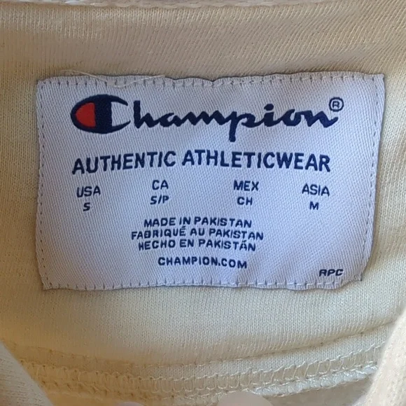 Champion, multicolor logo cream Color hoodie, SM - Picture 3 of 8